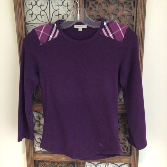 Authentic Burberry London 100% Cotton Purple top - Size XS / XXS - Picture 1 of 15
